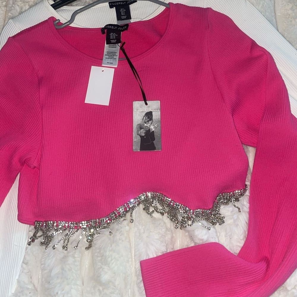 Sincerely Jules White Ribbed crop tops 
Two pink and white